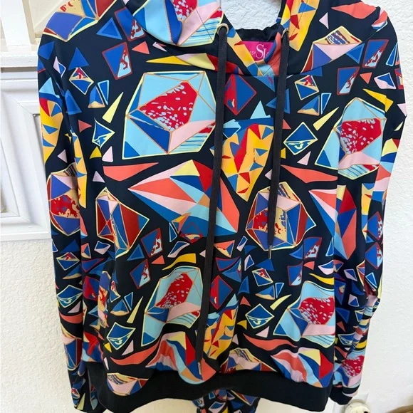Sassy Jones Multicolor Geometric Hoodie - Picture 3 of 4